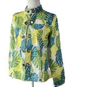 🌴Mahtani  Sz M Artistic Embroidered Moto Jacket - Edgy & Unique -Pop of Color🌴